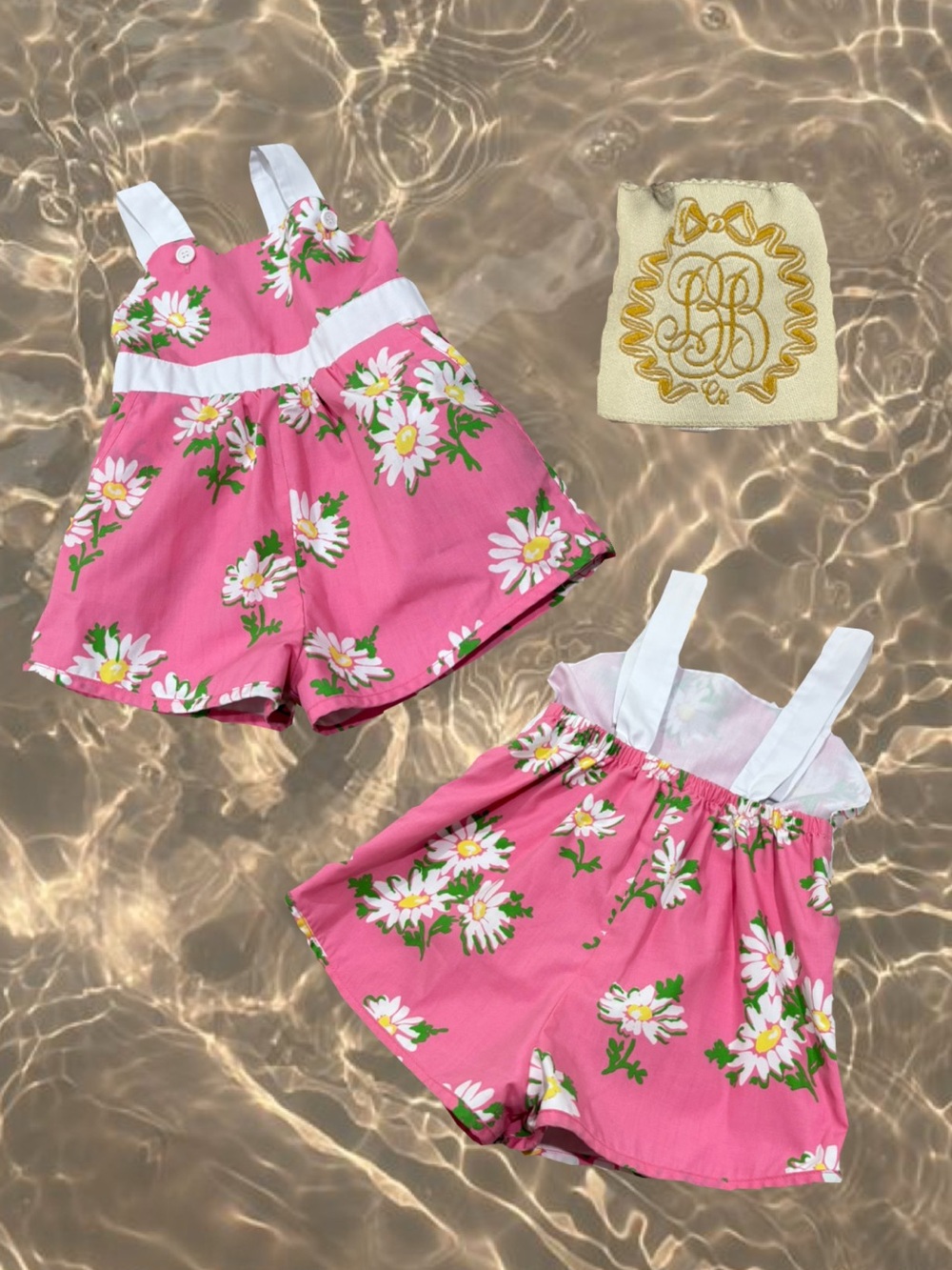 The Beaufort Bonnet Company Pink Daisy Romper Set
